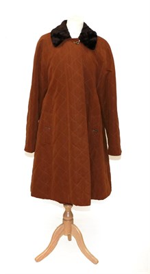 Lot 6192 - Burberry Women's Single Breasted Quilted Coat, with detachable faux fur collar, button up...