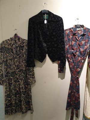 Lot 6205 - Liberty Wool Dress with collar, buttons to the elasticated waist, long sleeves and fabric belt...