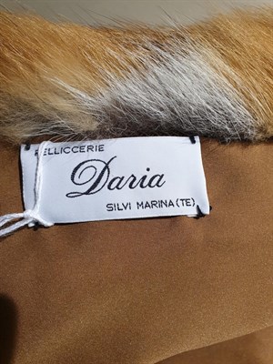 Lot 6219 - A Daria Italian Red Fox Fur Capelet Style Hooded Jacket, elbow-length wide sleeves, slit...