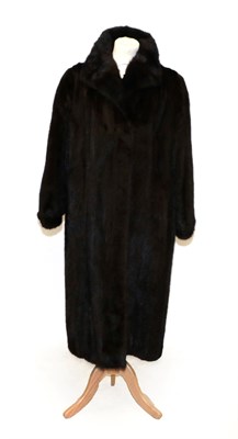 Lot 6221 - Brown Saga Mink Coat Retailed by Arlbrants Päls Sweden, brown suede lining to the inside of...
