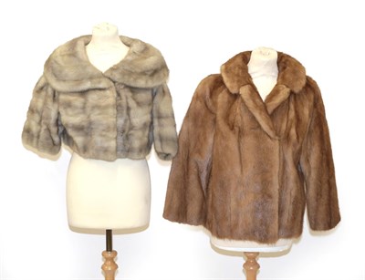 Lot 6226 - Grey Mink Cropped Evening Jacket with elbow length sleeves; and a Light Brown Mink Jacket (2)