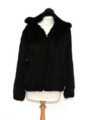 Lot 6230 - Black Knitted Female Mink Jacket, with elasticated hem, zip fastening and hood