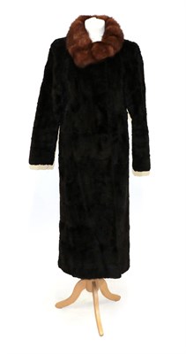 Lot 6236 - Chloe 1930s Style Black Moleskin Long Coat with Fox Trimmed Collar