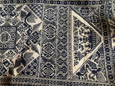 Lot 6243 - Two Similar 19th Century Possibly Greek Island Embroidered Panels, worked in blue threads on...