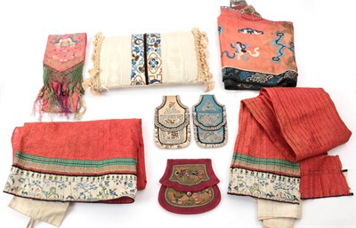 Lot 6244 - Assorted Circa Late 19th/Early 20th Century Chinese Textiles, comprising a red figured silk...