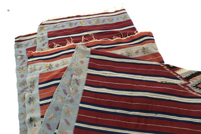 Lot 6245 - Eastern Trace Kilim comprising horizontal stripes of brown, navy blue, pale blue, white and silver