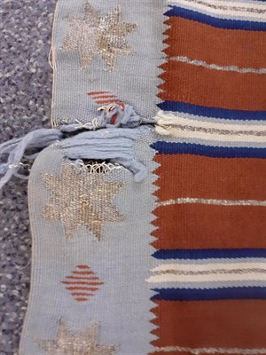 Lot 6245 - Eastern Trace Kilim comprising horizontal stripes of brown, navy blue, pale blue, white and silver