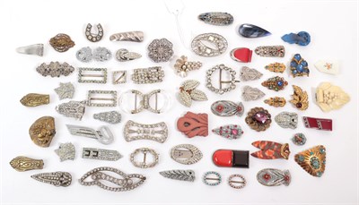 Lot 6254 - Assorted Circa 1930s and Later Dress Clips, Belt Buckles, including gilt metal, white metal, glass