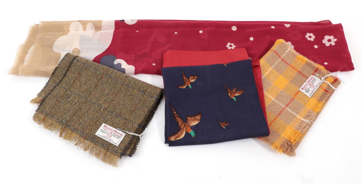 Lot 6261 - Assorted Modern Ladies' Scarves, comprising a Gucci wool scarf woven with pheasants to the...