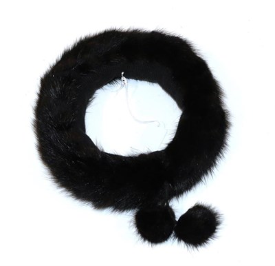 Lot 6265 - Dark Brown Mink Hat Band with double pom poms and matching Mink Cuffs (2)