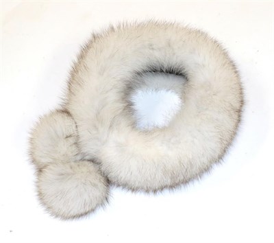 Lot 6266 - Arctic White Fox Hat Band with double pom poms