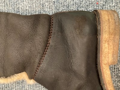 Lot 6270 - A Pair of Hermes Brown Leather and Sheepskin Lined Boots, both bearing fabric labels to the...