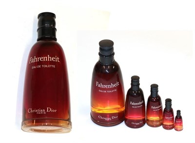 Lot 6304 - 'Fahrenheit' by Christian Dior Set of Six Graduated Scent Bottles, the red tinted bottles with...