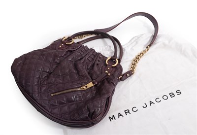 Lot 6309 - Modern Marc Jacobs Purple Leather Quilted Shoulder Bag, with gilt metal hard ware, zip...