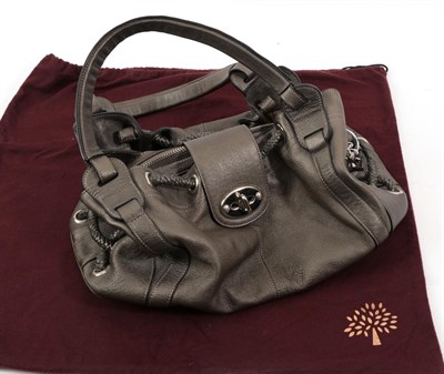 Lot 6313 - Mulberry Agyness Pewter Leather Shoulder Bag, with chrome hardware, central zipped compartment...
