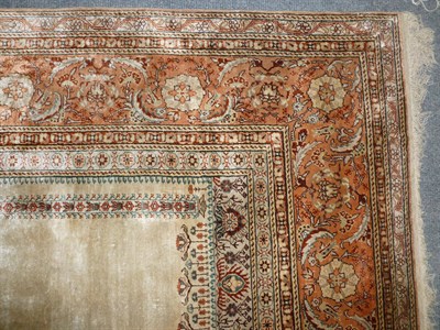 Lot 1279 - Kayseri Silk Prayer Rug Central Anatolia The champagne field beneath the Mihrab flanked by...