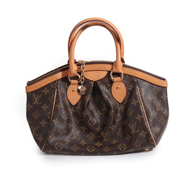 Lot 6332 - Louis Vuitton Tivoli Monogram Canvas Bag, with inverted pleat to the front and back, light tan...