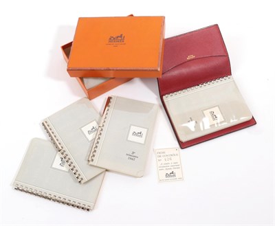 Lot 6334 - A 1967 Hermes Red Leather Mounted Diary, stamped in gold to the inside, with additional 1967...