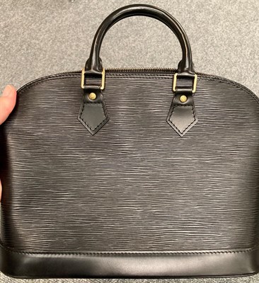 Lot 6340 - Louis Vuitton Black Epi Leather Alma Handbag, with gold tone hard ware, zip fastening, leather...