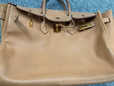 Lot 6348 - Hermes Cognac Leather Birkin Handbag, with gilt metal hardware, padlock missing, with internal...
