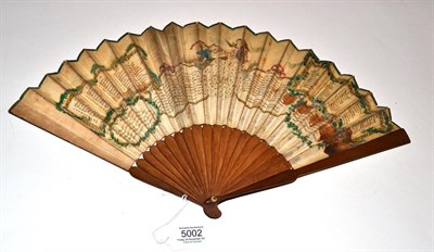 Lot 5002 - The Oracle, Book of Fate: A Circa 1800 Printed Fan, the monture of plain, darkly stained wood....