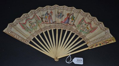 Lot 5004 - An Unusual French Revolutionary Period Riddle Fan, the monture of bone, with some light carving and