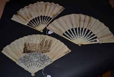 Lot 5014 - Three 18th Century Ivory Fans, to include an unusual example with recto/verso painted on vellum...