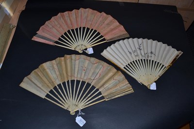 Lot 5016 - Three Mid-18th Century Ivory Fans, the first French, the monture quite simply decorated with a...