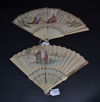 Lot 5019 - An Early 18th Century Ivory Biblical Fan with simple monture, and reasonably bulbous head. The...