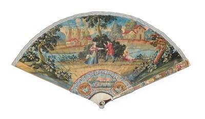 Lot 5024 - A Late 18th Century Ivory Brisé Fan, painted to the recto with a colourful depiction of Moses,...