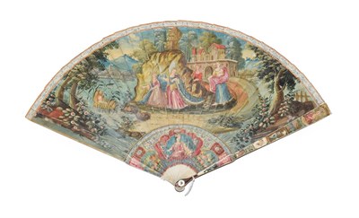 Lot 5024 - A Late 18th Century Ivory Brisé Fan, painted to the recto with a colourful depiction of Moses,...