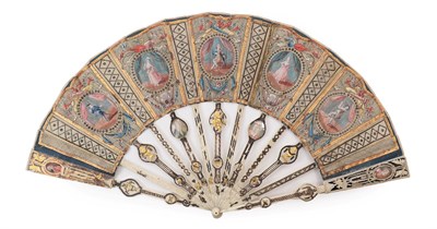 Lot 5029 - Portraits: A Fine Mid-18th Century Ivory Fan with elaborately shaped monture, designed to...