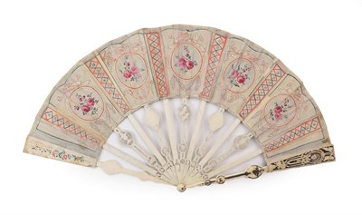 Lot 5029 - Portraits: A Fine Mid-18th Century Ivory Fan with elaborately shaped monture, designed to...