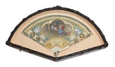 Lot 5034 - A Fine Painted 18th Century Brisé Fan, carved and pierced, the main cartouche with a European...
