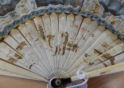 Lot 5036 - A Late 18th Century Grand Tour Fan with several Italian views and corresponding written detail, the