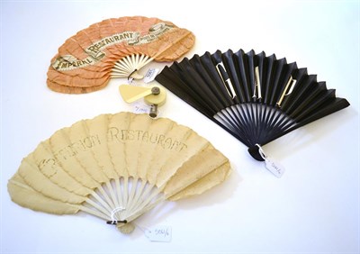 Lot 5061 - A 1920's Paper Fan in Palmette or Jenny Lind form, the panels a pale salmon, with a white paper...
