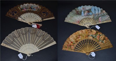Lot 5063 - Four Decorative Fans of Different Styles, the first circa 1900, being of cream gauze...