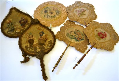 Lot 5068 - Three Pairs of Mid-Victorian Fixed Fans or Face Screens, to include an elegant and attractively...