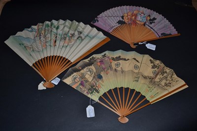 Lot 5072 - A Miscellaneous Selection of 20th Century Fans, comprising a paper fan mounted on bamboo sticks...