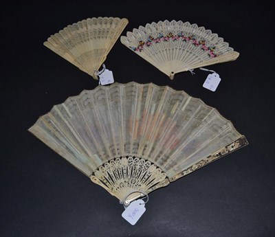 Lot 5087 - A Regency Fan with ivory monture, very elaborately decorated. The shaped gorge sticks