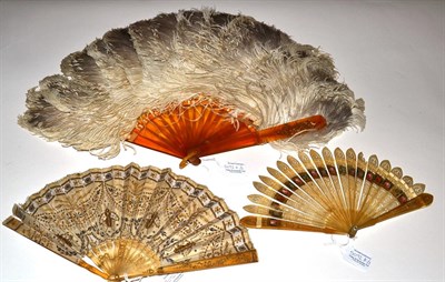 Lot 5092A - Three 19th Century Fans, comprising a small and pale horn brisé with barrel head, circa...