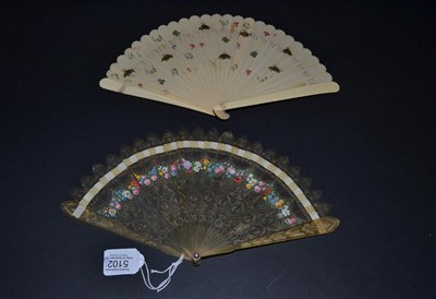 Lot 5102 - A Charming Early 19th Century Ivory Brisé Fan painted with lucky charms. The twenty-six inner...