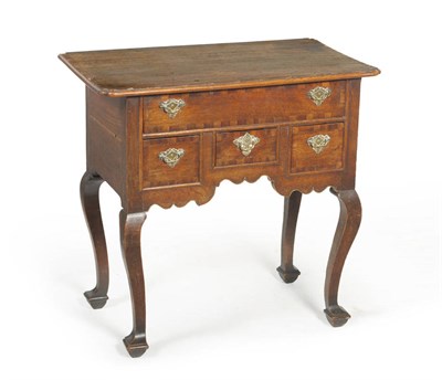 Lot 1292 - A George II Oak and Mahogany Crossbanded Lowboy, mid 18th century, the rectangular top with...