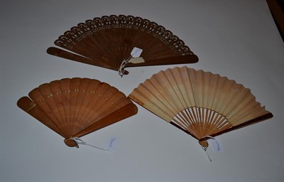 Lot 5105 - A 19th Century Wood Brisé Fan, with colourful applied printed panels showing the costumes of...