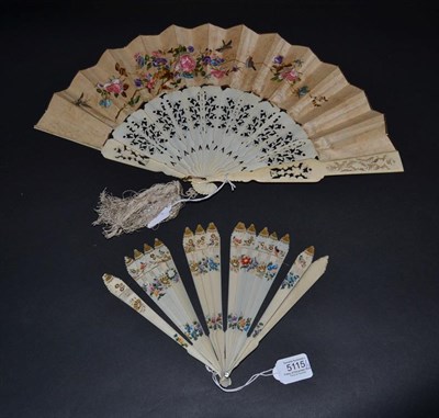 Lot 5115 - An Early 19th Century Ivory Brisé Fan, the gothic stick tips painted gold, beneath which are...