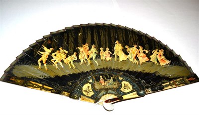 Lot 5119 - A 19th Century Ivory Brisé Fan, painted in strong dark colours, much of the background in...