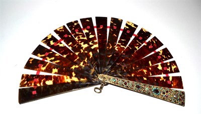 Lot 5123 - A Good Solid Century 1880's Tortoiseshell Brisé Fan with the addition of pierced gilded metal...