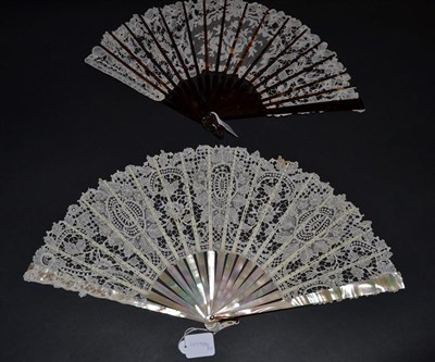 Lot 5153 - Two Attractive Lace Fans, first quarter of the 20th century, the first with mother-of-pearl monture