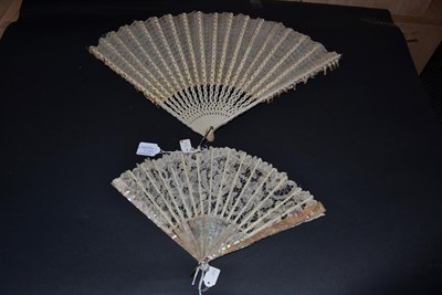Lot 5160 - Two Late 19th/Early 20th Century Fans, the first a small pink mother-of-pearl example, a...