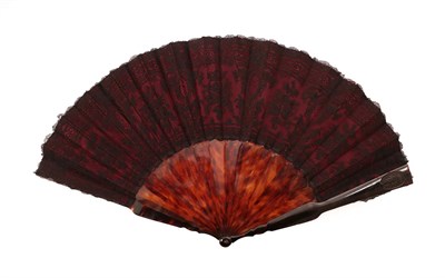 Lot 5162 - A Good Quality Tortoiseshell Fan, circa 1870, with elegant shaping to the sticks from shoulder...